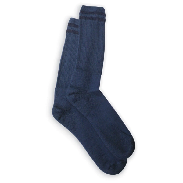Navy Crew Socks with Postal Blue Stripes
