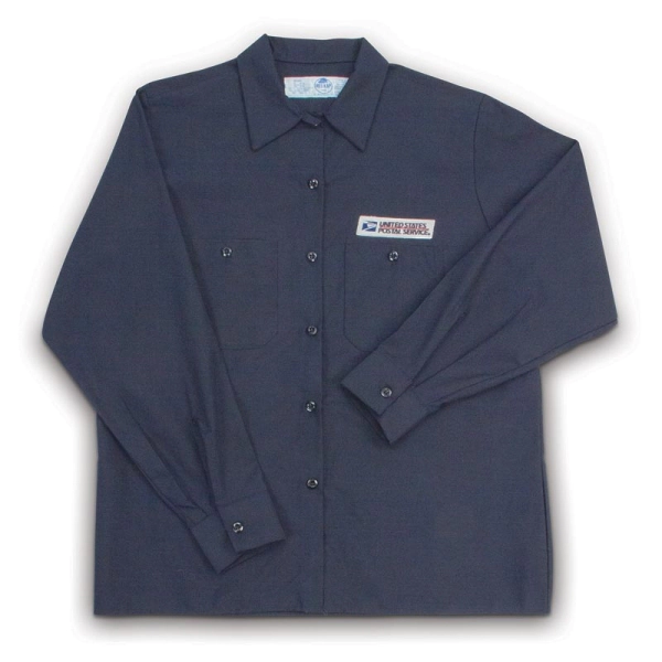 USPS Womens Navy Long Sleeve Postal Work Shirt for Mail Handlers