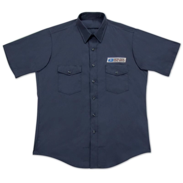 Navy short sleeve button up shop