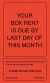 Box Rent Due Cards