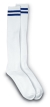 White Over Calf Socks with Navy Stripes
