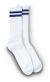 White Crew Length Socks with Navy Stripes 3 Pair Pack