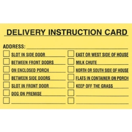 Dliver Card Example Delivery Instruction Cards